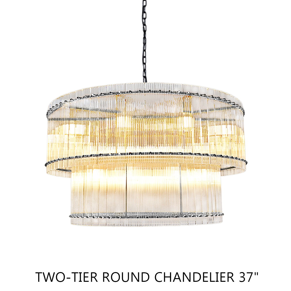 San Marc Handmade Glass 2-Tier Round Chandelier 37"