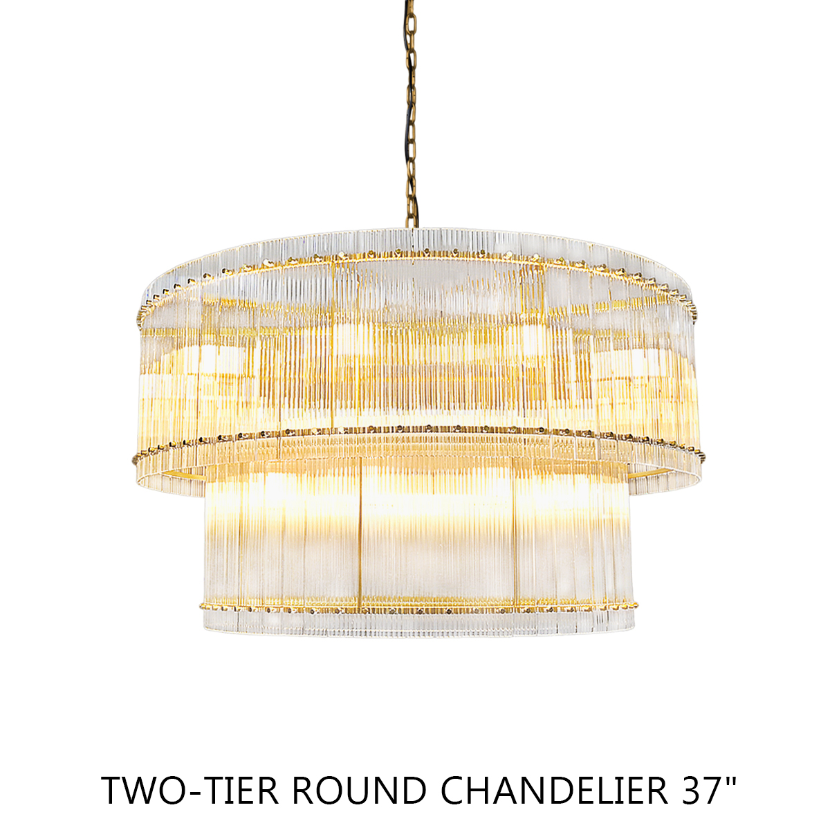 San Marc Handmade Glass 2-Tier Round Chandelier 37"