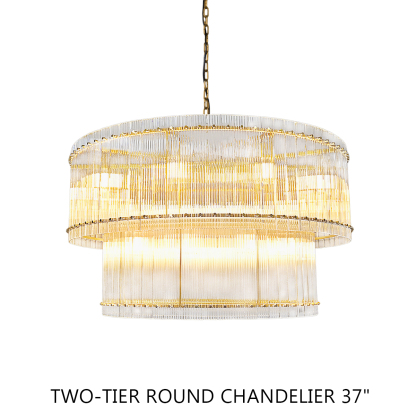 San Marc Handmade Glass 2-Tier Round Chandelier 37"