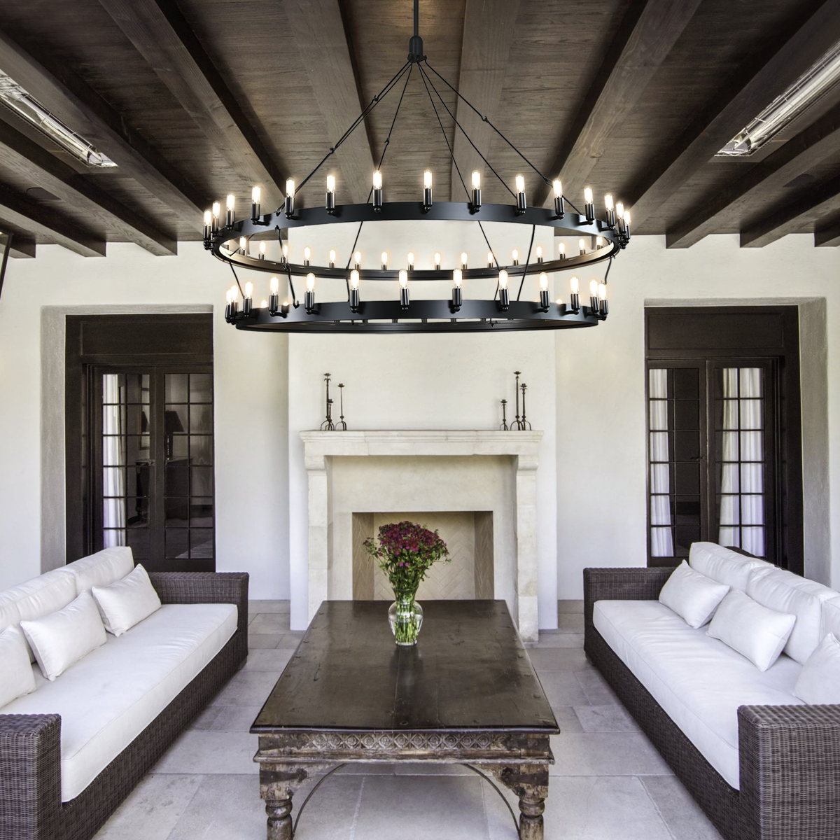 Camin Vintage Filament 2-Tier Round Chandelier