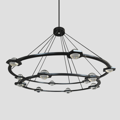 Eclatanti Crystal Ball 2-Tier Round Chandelier 48"