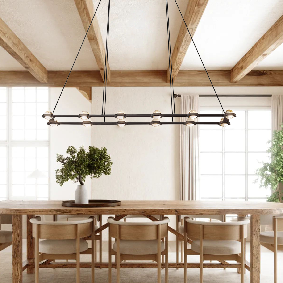 Eclatanti Crystal Ball Rectangular Chandelier 54" 72"