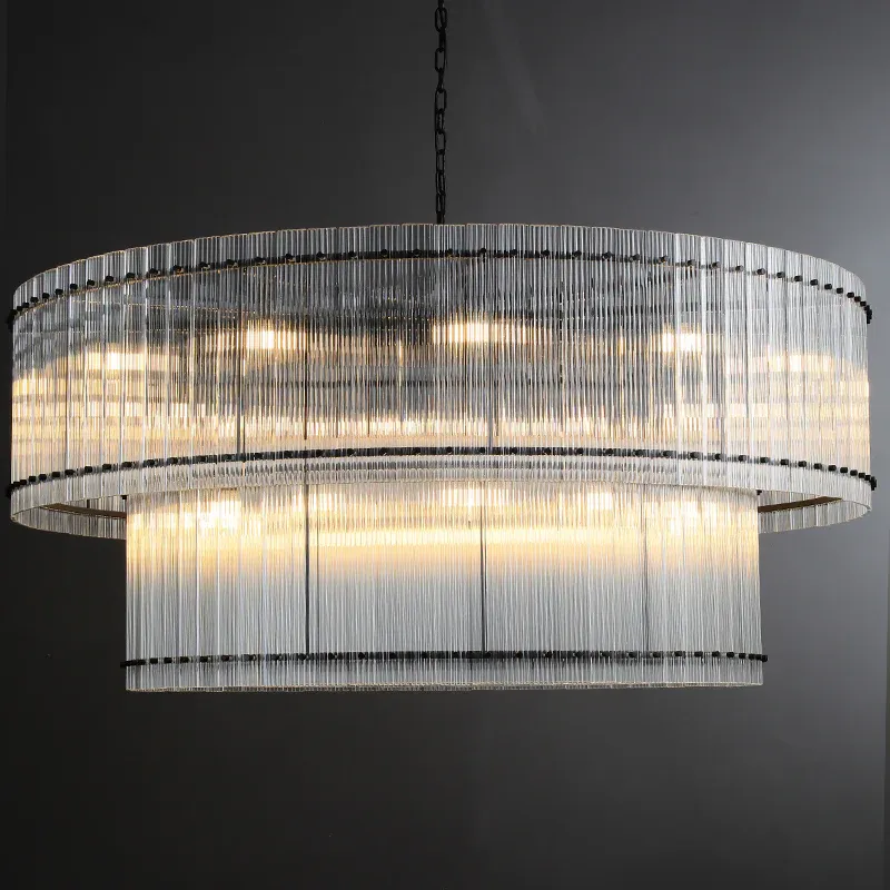 San Marc Handmade Glass 2-Tier Round Chandelier 60"