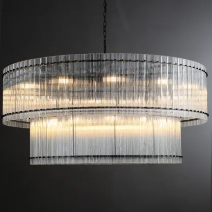 San Marc Handmade Glass 2-Tier Round Chandelier 60"