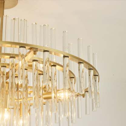 Long tube golden chandelier