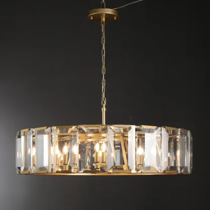 Halow Faceted Crystal Round Chandelier 43"
