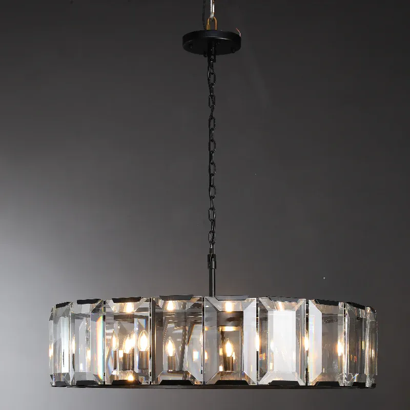 Halow Faceted Crystal Round Chandelier 43"