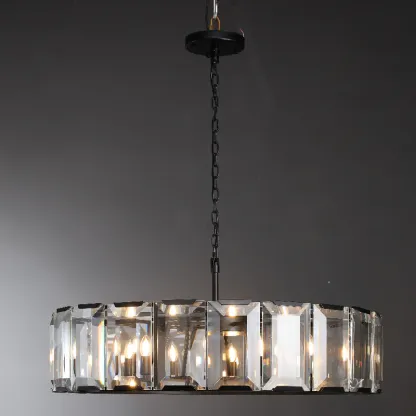 Halow Faceted Crystal Round Chandelier 43"