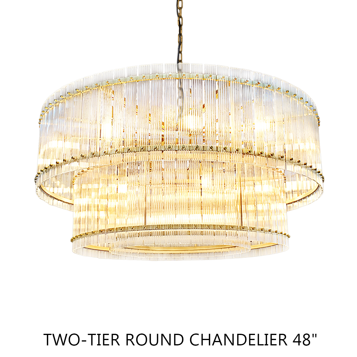 San Marc Handmade Glass 2-Tier Round Chandelier 48"