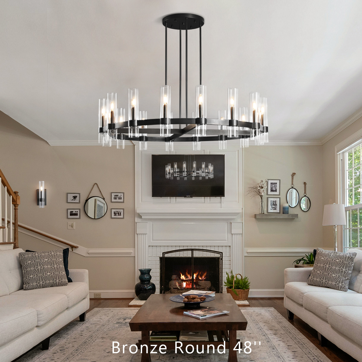 Revella Glass Cup Round Chandelier 48"