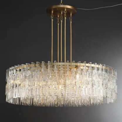 Marigold 1-Tier Crystal Chain Round Chandelier 60"