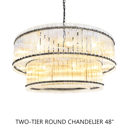 San Marc Handmade Glass 2-Tier Round Chandelier 48"