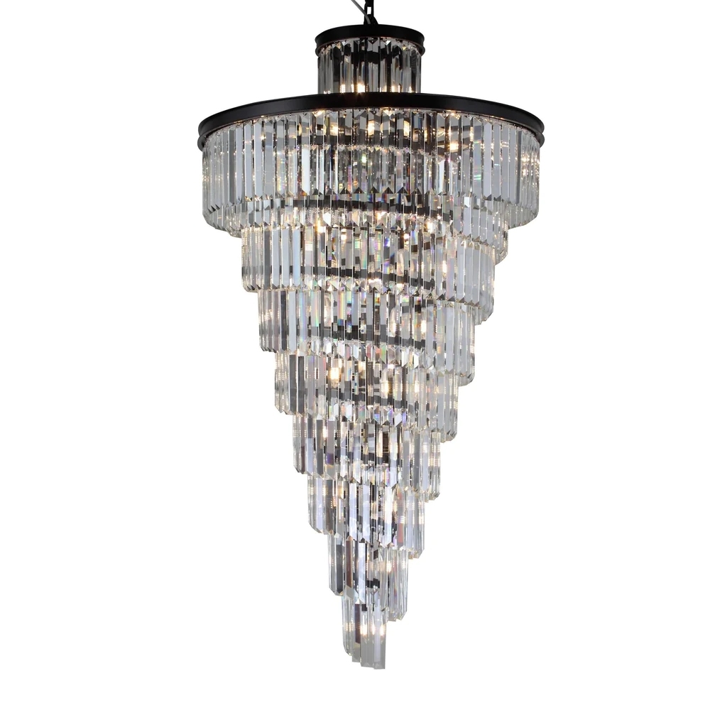 Odeon Spiral Tiered/ Layered Crystal Chandelier Light