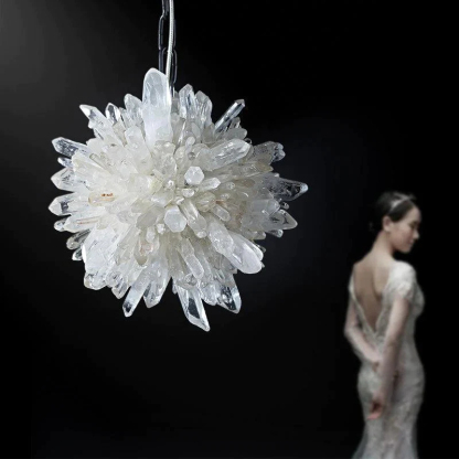 Rock Crystal Clear Geode Quartz Crystal Ball Modern Pendant Light