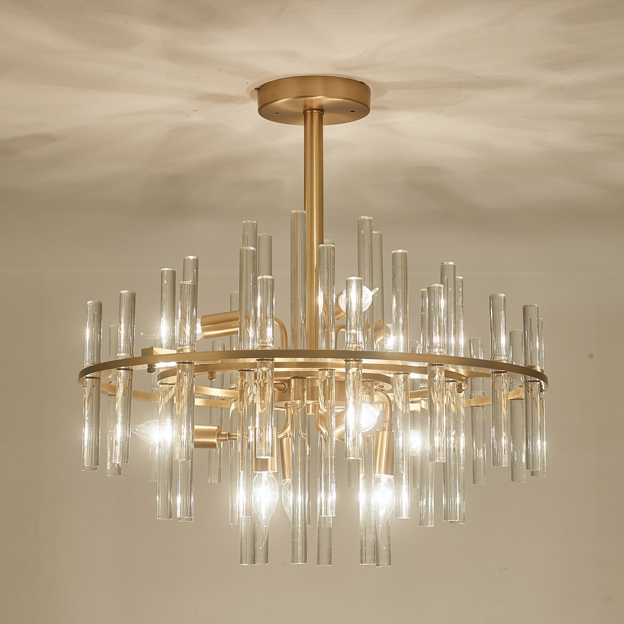 Long tube golden chandelier