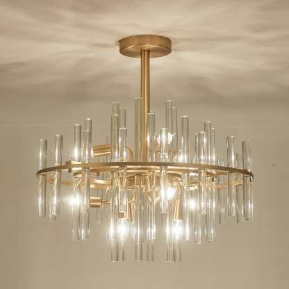 Long tube golden chandelier