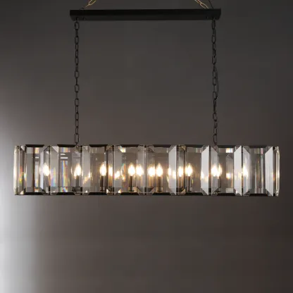 Halow Faceted Crystal Rectangular Chandelier 54"