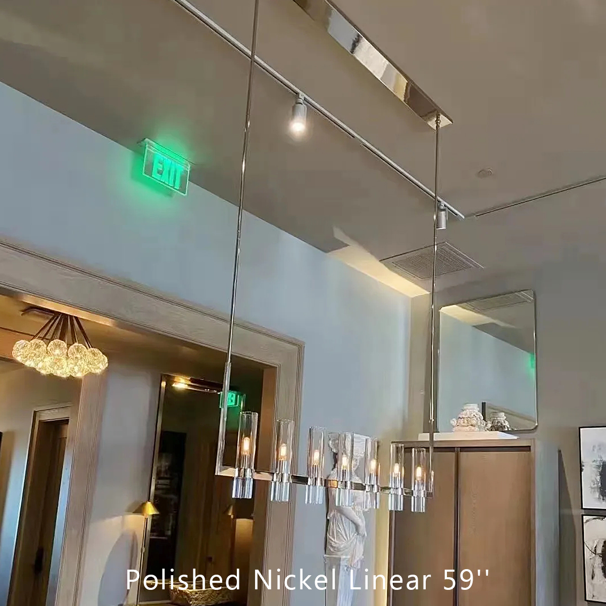 Revella Glass Cup Linear Chandelier 59"