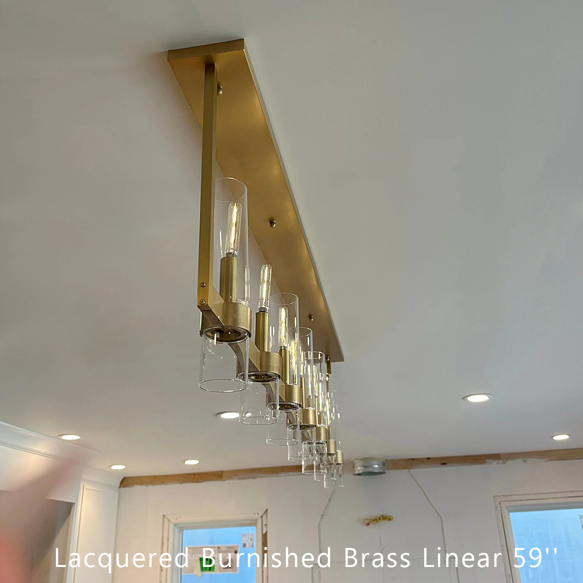 Revella Glass Cup Linear Chandelier 59"