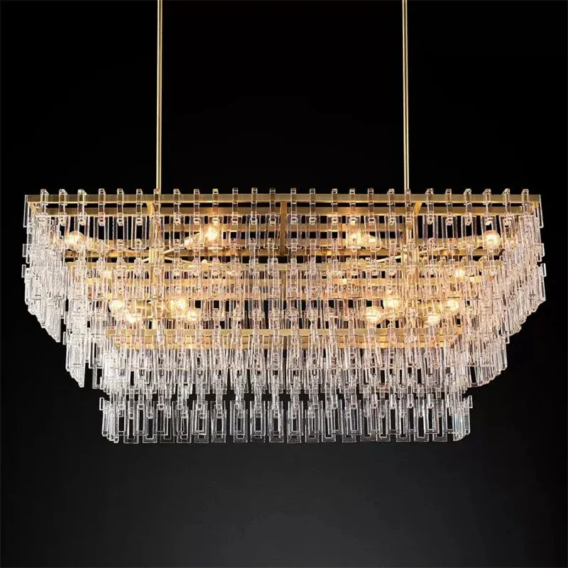 Marigold Multi-Tier Crystal Chain Rectangle Chandelier 60" & 72"