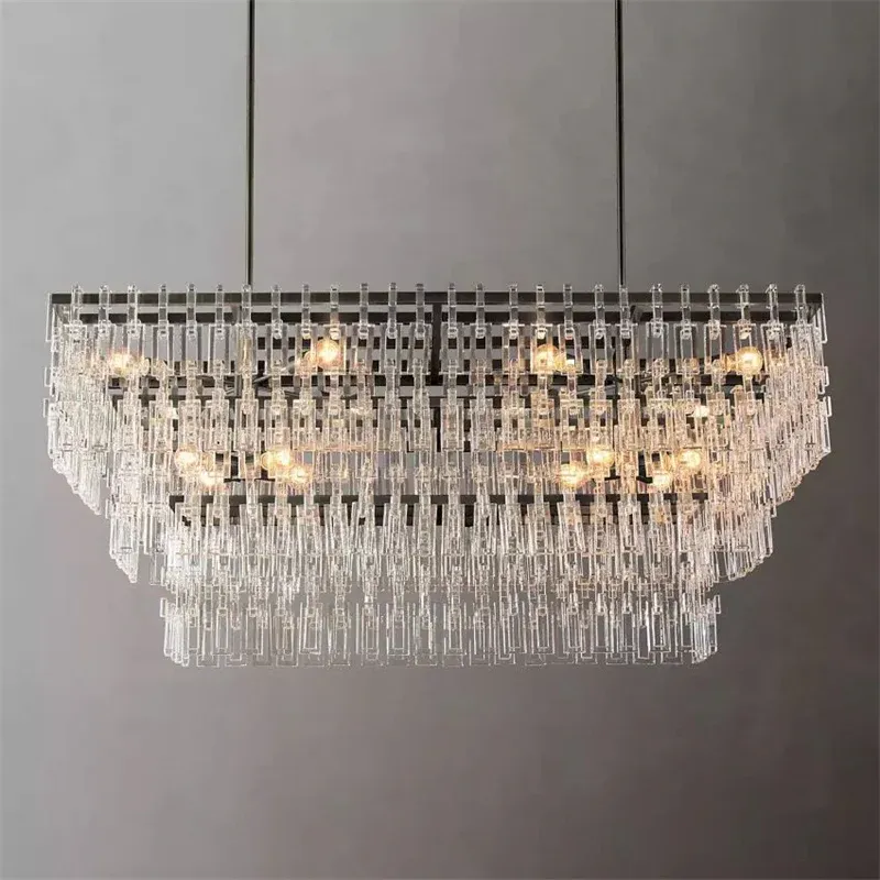 Marigold Multi-Tier Crystal Chain Rectangle Chandelier 60" & 72"