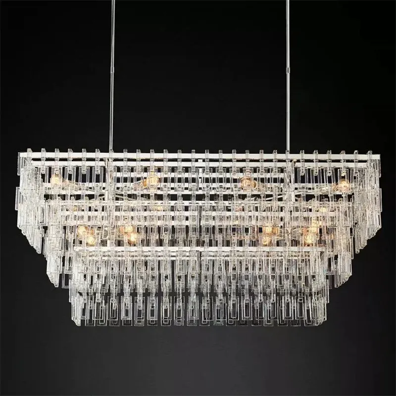Marigold Multi-Tier Crystal Chain Rectangle Chandelier 60" & 72"