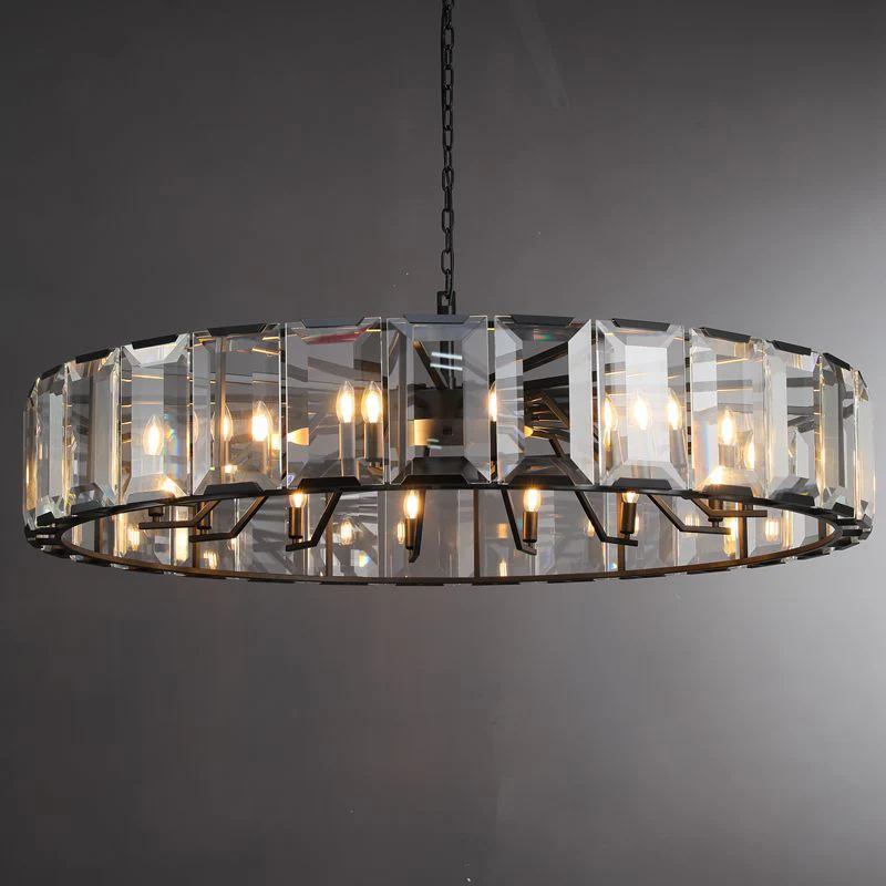 Halow Faceted Crystal Round Chandelier 60"