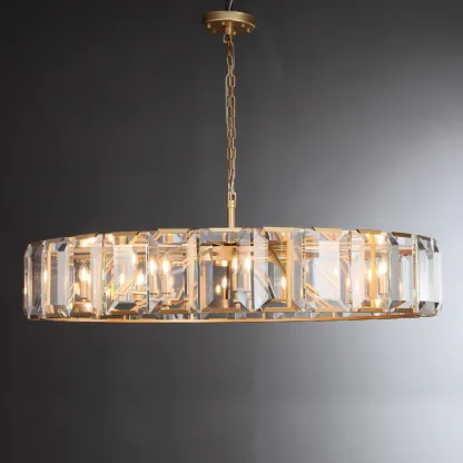 Halow Faceted Crystal Round Chandelier 60"