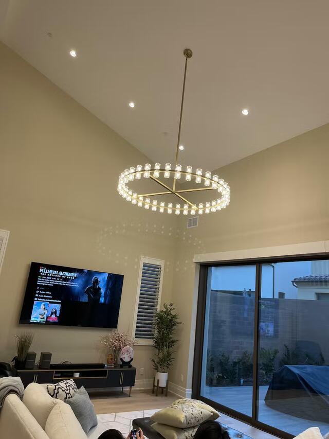 Arcades Led Round Chandelier For Crystal Cup 60"