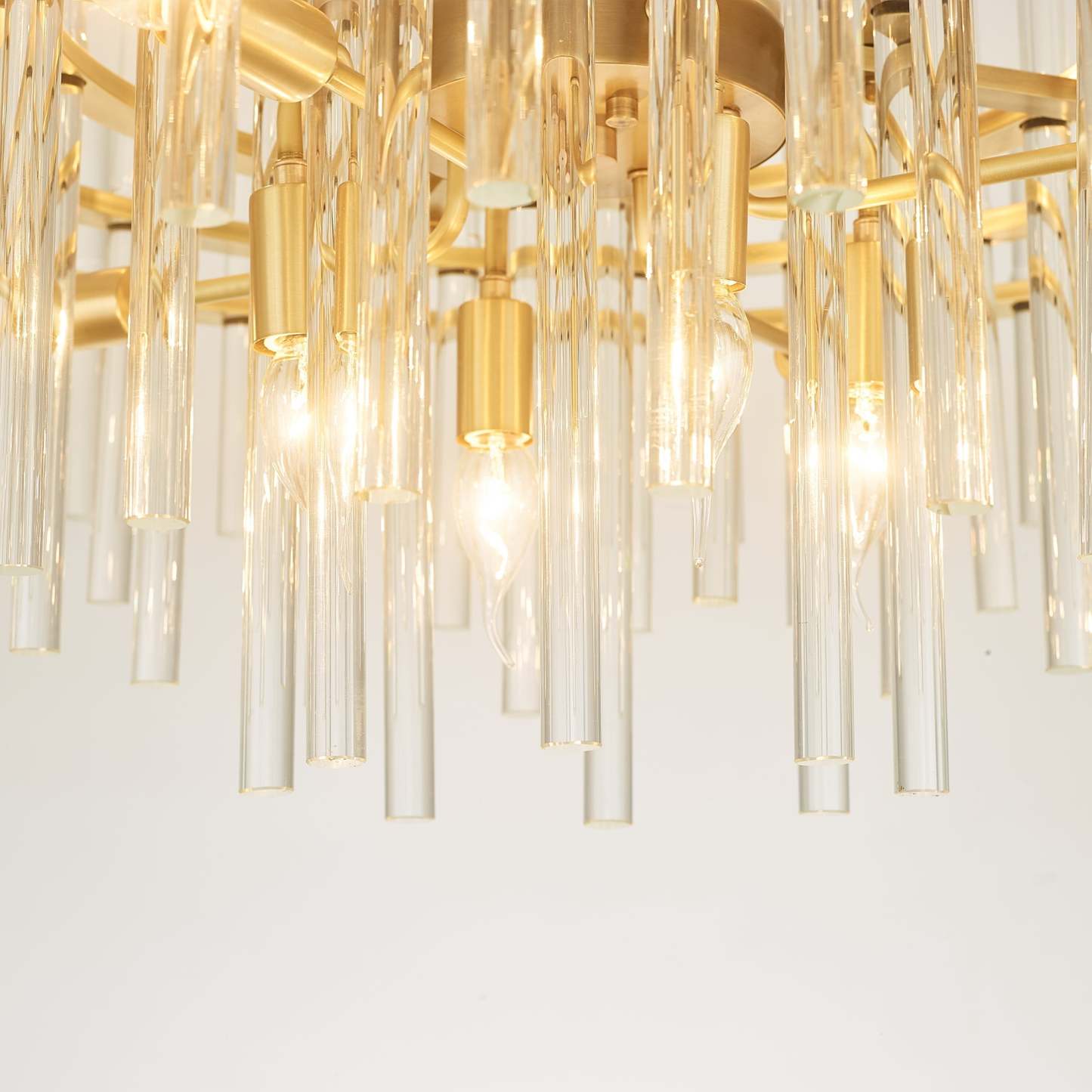 Long tube golden chandelier