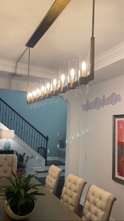 Revella Glass Cup Linear Chandelier 71"