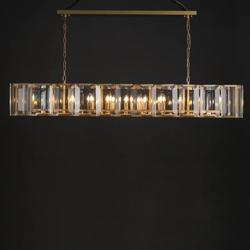 Halow Faceted Crystal Rectangular Chandelier 74"