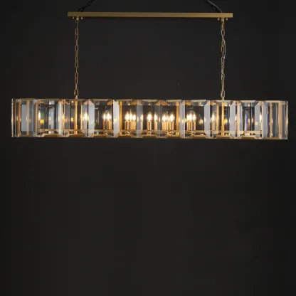 Halow Faceted Crystal Rectangular Chandelier 74"