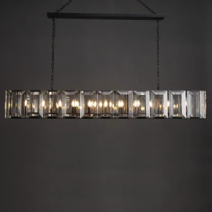Halow Faceted Crystal Rectangular Chandelier 74"