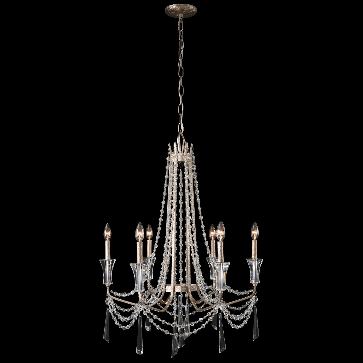 Varaluz Barcelona Six Light Chandelier In Transcend Silver