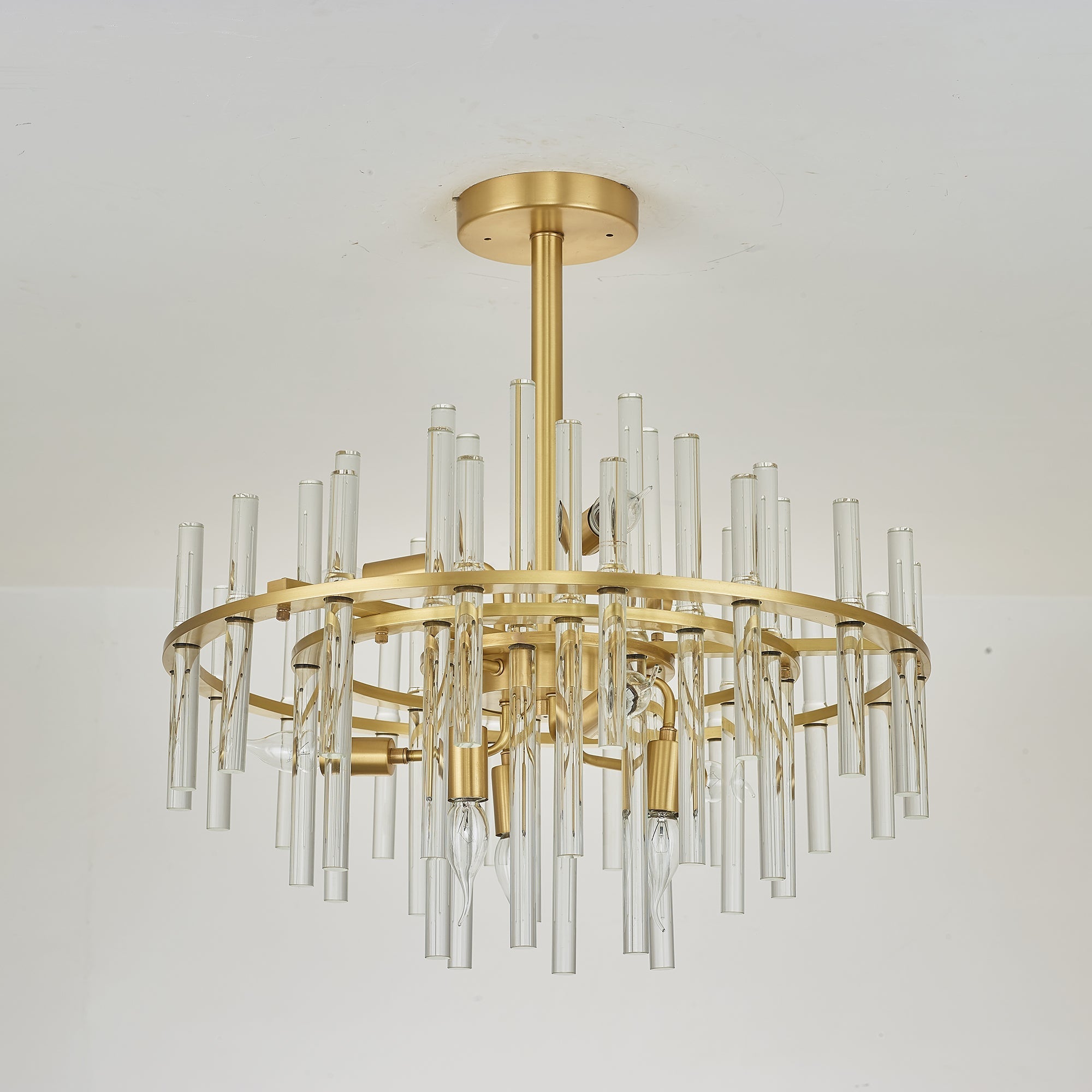 Long tube golden chandelier