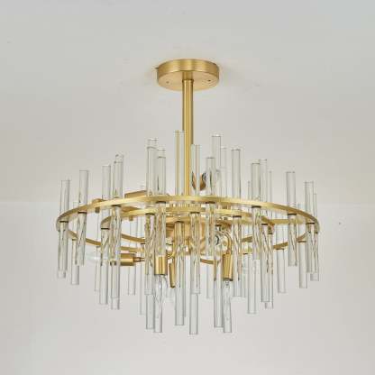 Long tube golden chandelier