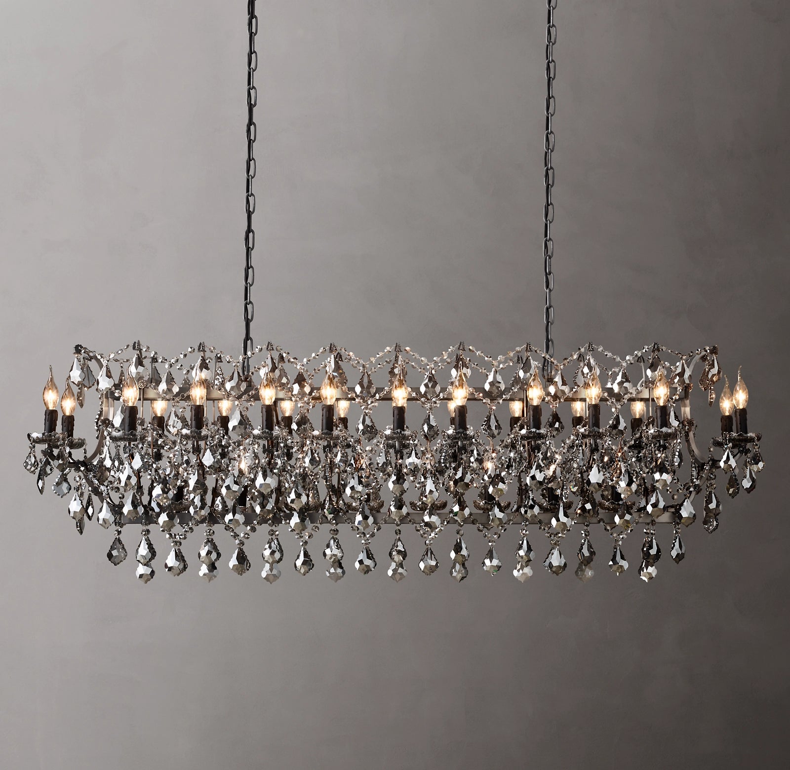 Roococo Iron & Crystal Round Chandelier 18''