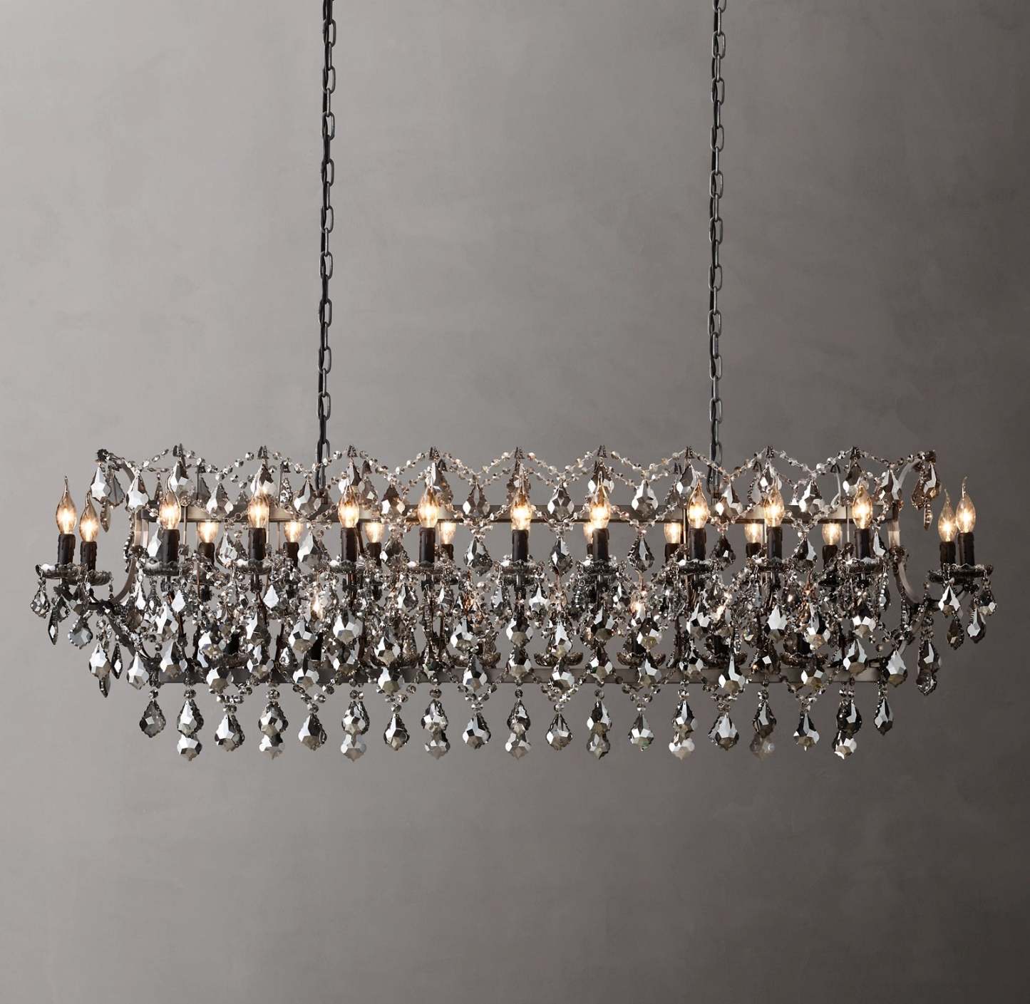 Roococo Iron & Crystal Round Chandelier 18''