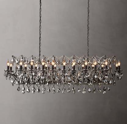 Roococo Iron & Crystal Round Chandelier 18''