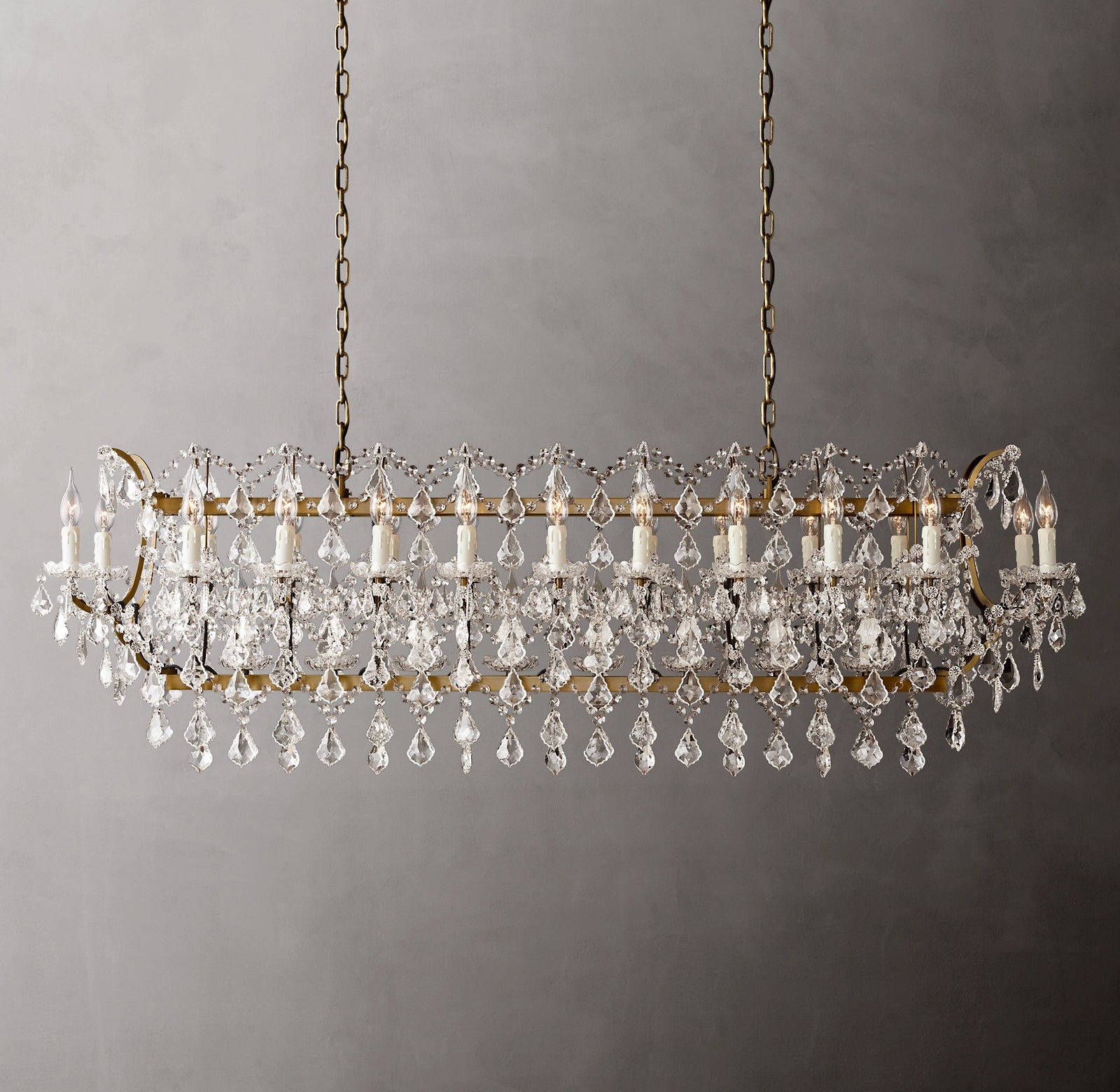 Roococo Iron & Crystal Round Chandelier 18''