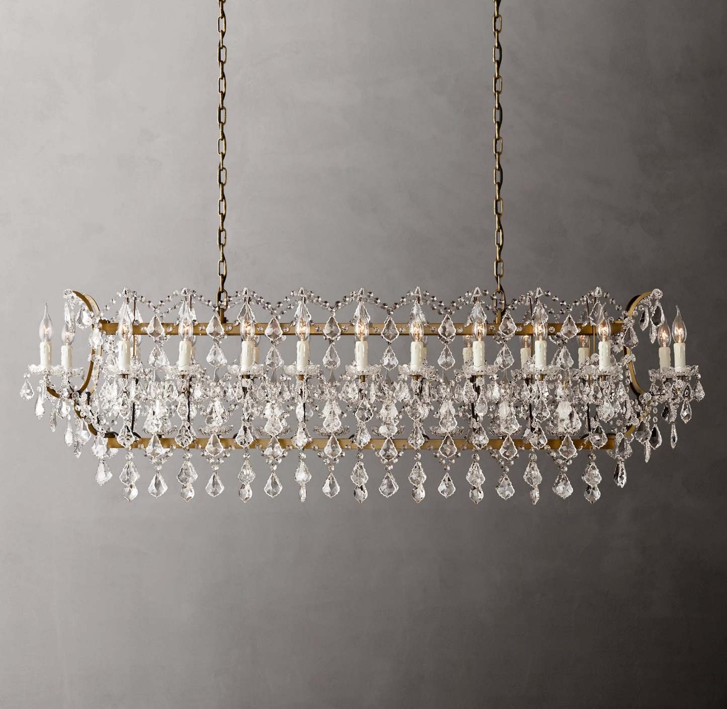 Roococo Iron & Crystal Round Chandelier 18''