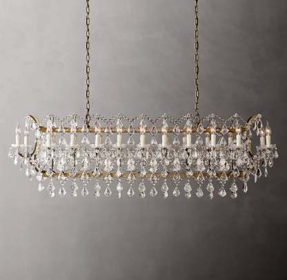 Roococo Iron & Crystal Round Chandelier 18''