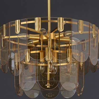 Evale Brass Glass Chandelier
