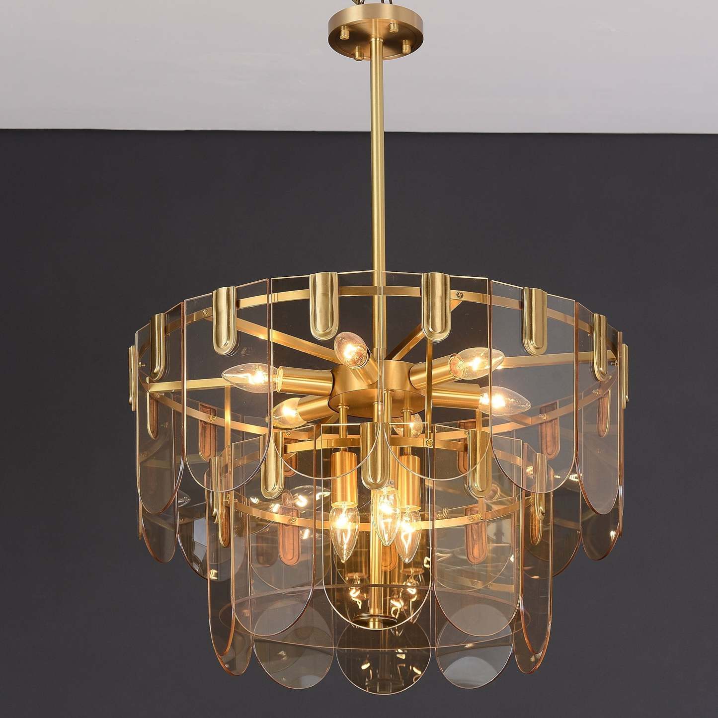 Evale Brass Glass Chandelier