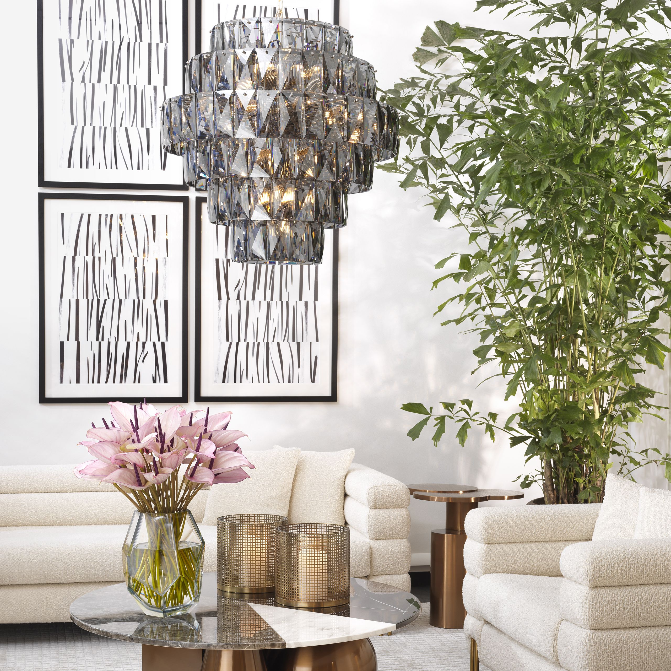 Modern Glass Chandelier [S/L] - [Clear/Smoke]