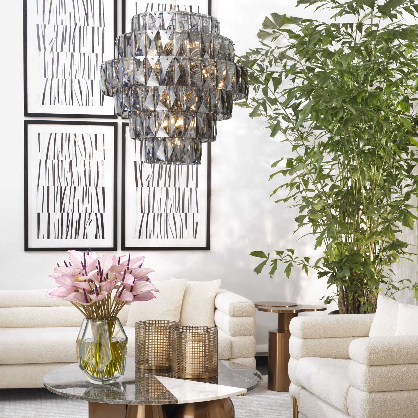 Modern Glass Chandelier [S/L] - [Clear/Smoke]