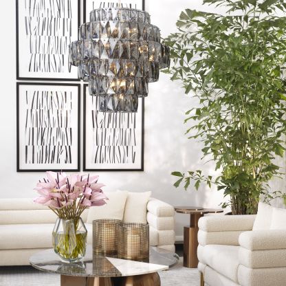 Modern Glass Chandelier [S/L] - [Clear/Smoke]