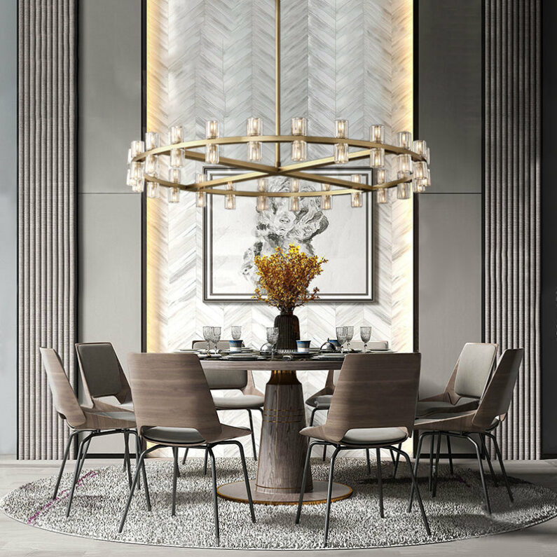 Arcades  Led Round Chandelier For Crystal Cup 36"