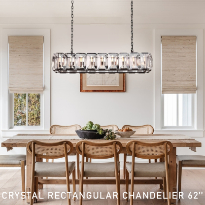 Halow Faceted Crystal Rectangular Chandelier 62"